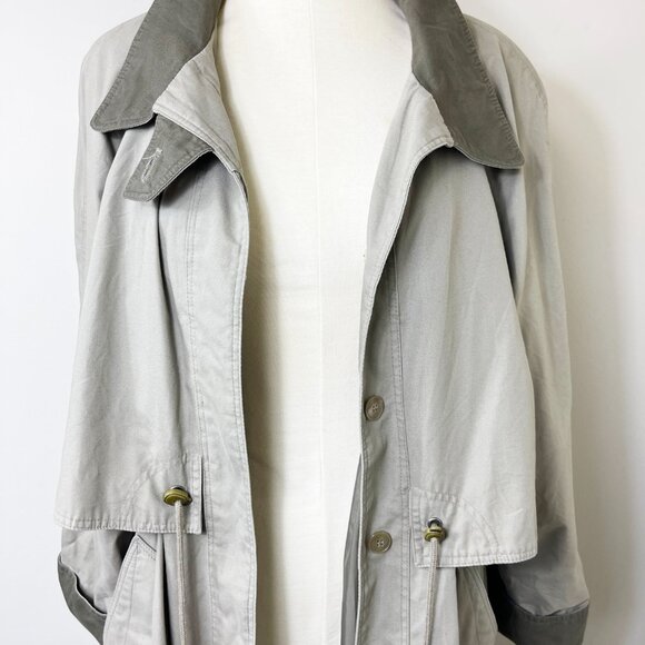 Vintage 1980s Fleet Street brand trench coat in neutral khaki with contrast trim - Picture 3 of 11